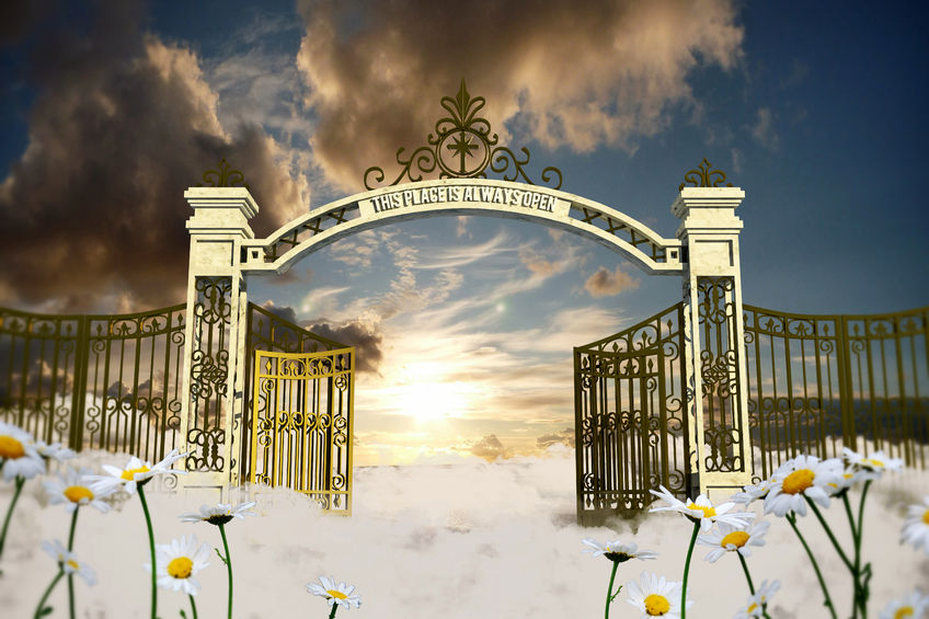 39155902 - heaven gate in an old illustration